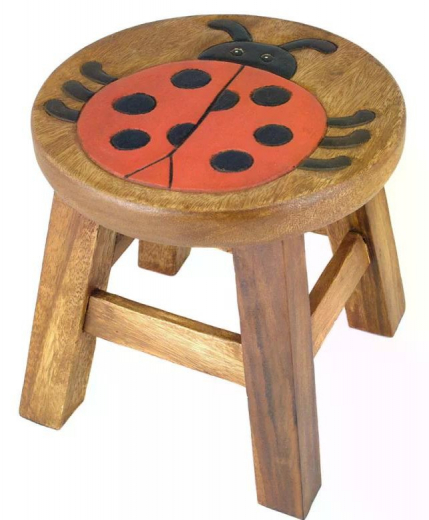 Kinderhocker "Marienkäfer" – Bunter Hocker 25x25x25 cm