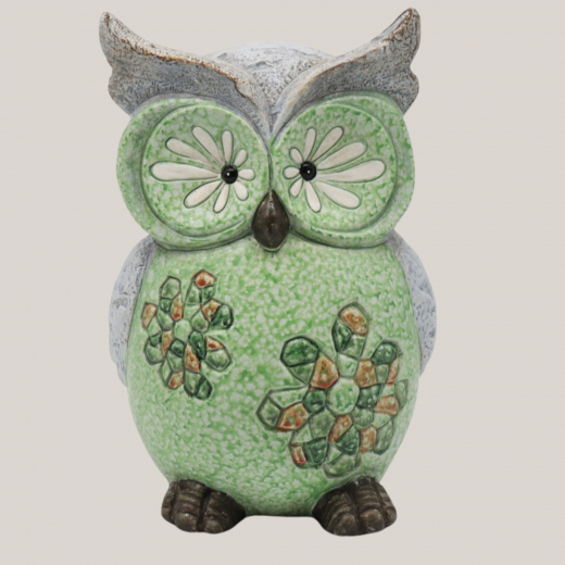 Keramik Eule Abraham von Seyko, 21 cm – Deko für außen