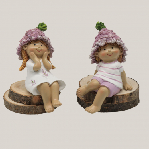 Blumenkinder von Seyko aus Polyresin, 14 cm Deko-Pärchen