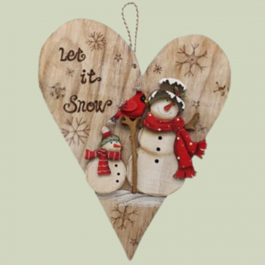 Holz-Herz Anhänger von Seyko – Schneemannfamilie 35 cm