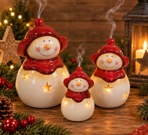 Schneemann Ivo Teelichthalter – Keramik Deko Winter 9–17 cm