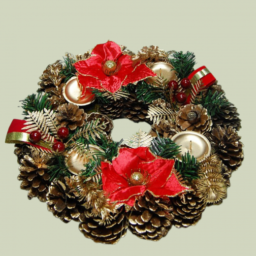 Adventskranz grün oder rot-gold Ø30 cm – Weihnachtsdeko
