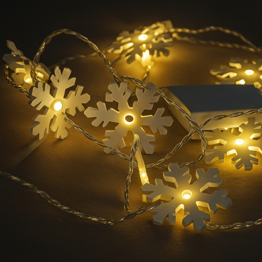 LED Lichterkette mit Papierflocken – 2,5 m – 16 warmweiße LEDs