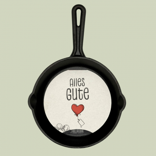 Pfannengruß "Alles Gute" Gusseisenpfanne