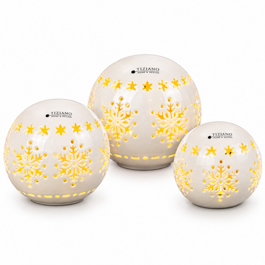 Tiziano LED-Kugel Splendore in Creme mit Timer LED Licht