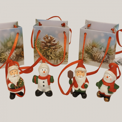 Weihnachtsbaumschmuck 4er Set – Keramikfiguren Deko