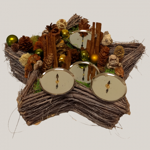 Stern Weihnachtsgesteck – Adventskerzen Deko 36x14 cm