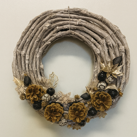 Flacher Holzkranz 40 cm – Adventskranz & Türkranz Deko