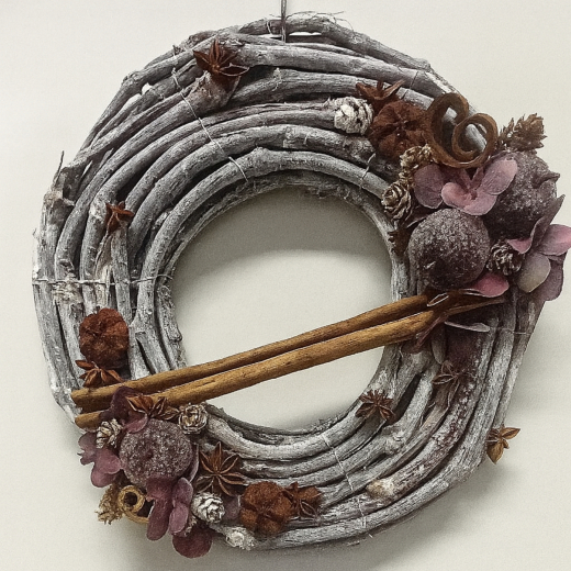 Flacher Kranz 30 cm – natürliche Weihnachtsdekoration