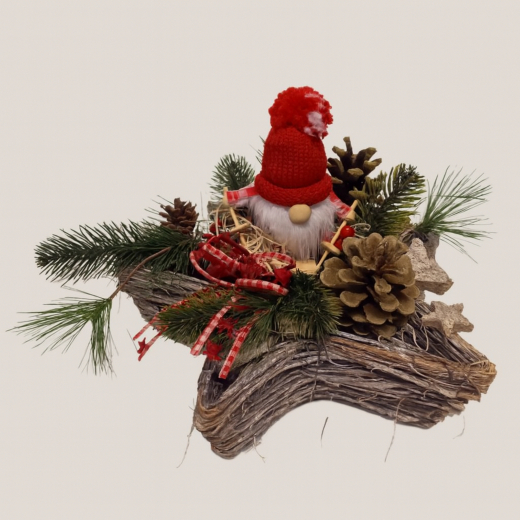 Sternschale weihnachtlich – dekoriert mit Wichtel & Grün