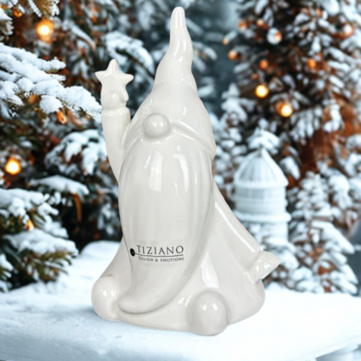 Deko-Santa Nicolo – Eleganter Keramikwichtel in Creme