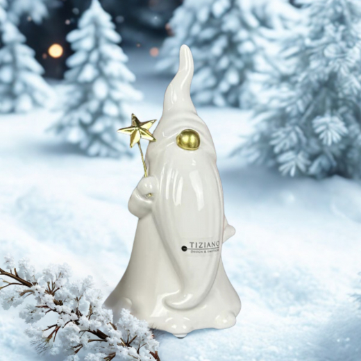 Deko-Santa Nicolo – Eleganter Keramikwichtel in Creme