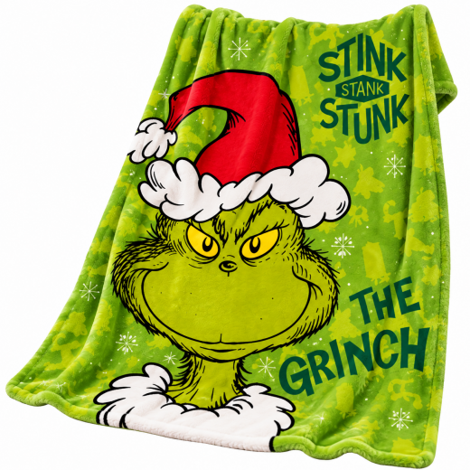 The Grinch Kuscheldecke „Stink Christmas“ – Fleece-Decke 100×140 cm