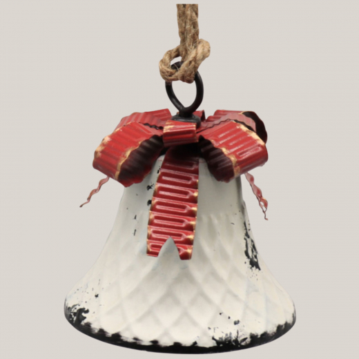 Metall Glocke Retro Weiß – Weihnachtsdeko 12,5 cm