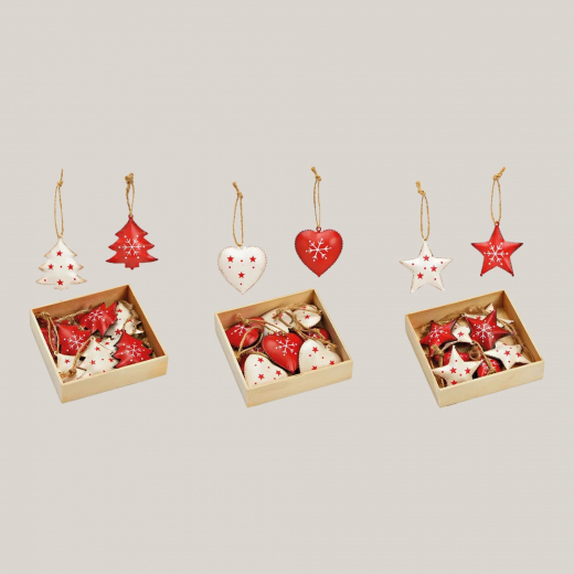 Weihnachtshänger Stern/Herz/Tannenbaum aus Metall 3-fach