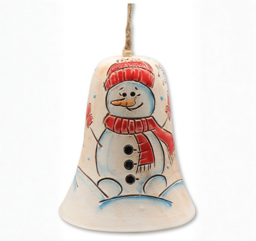 Keramik-Glocke Schneemann – Winterdeko 10 cm zum Hängen