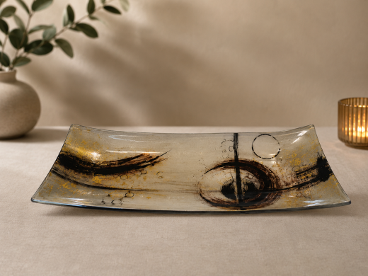 Glas Deko Set mit goldenen Akzenten | Modernes Design