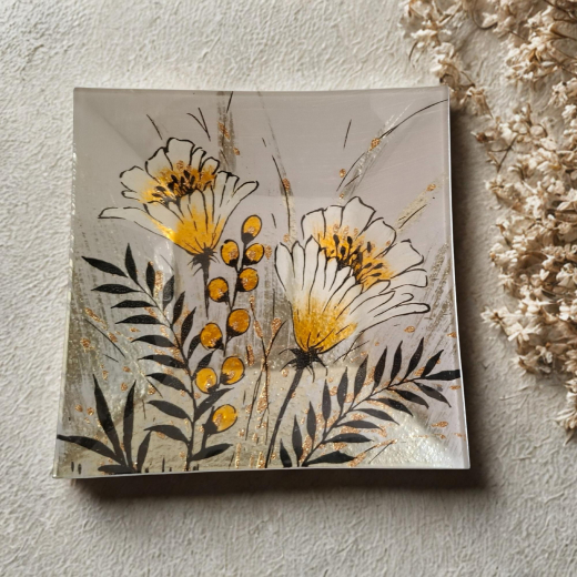 Elegantes Glasset mit Wiesenblumen | Edle Tischdeko