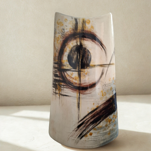 Keramik Vase mit goldenen Akzenten | Modernes Design 30 cm