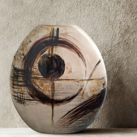 Keramik Vase mit goldenen Akzenten | Modernes Design 28 cm