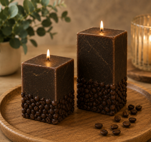 Kaffee-Kerzen Set mit Kaffeebohnen – Duftkerzen 2er Set