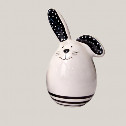 Keramik Hase schwarz weiß 19x8 cm elegant und fröhlich
