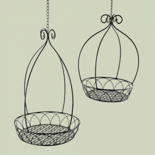 Blumenampel aus Metall in Dunkelbraun mit Kette