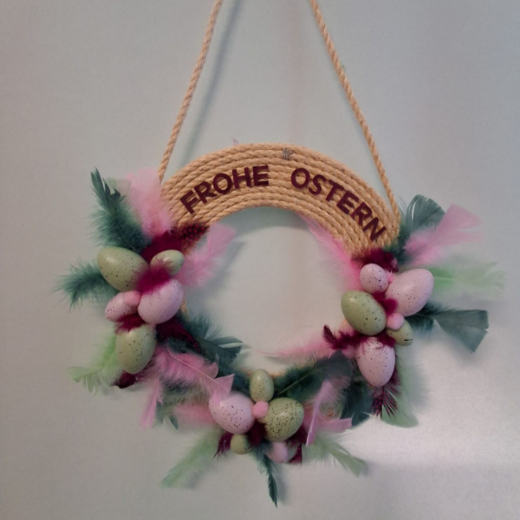 Türkranz Frohe Ostern – Handgefertigter Osterkranz