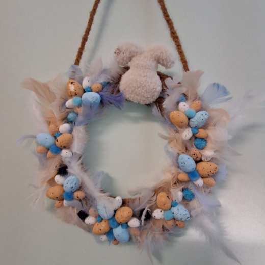 Türkranz Flauschiger Hase – Handgefertigte Osterkranz
