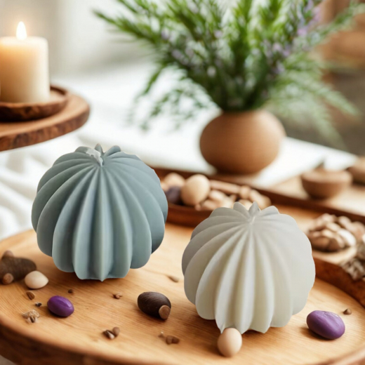 Handgefertigte Kugelkerze – 6,5 × 6,5 cm in 8 Farben