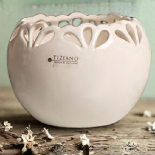 Tiziano Home Design Kübel Viarella aus Keramik in Creme.
