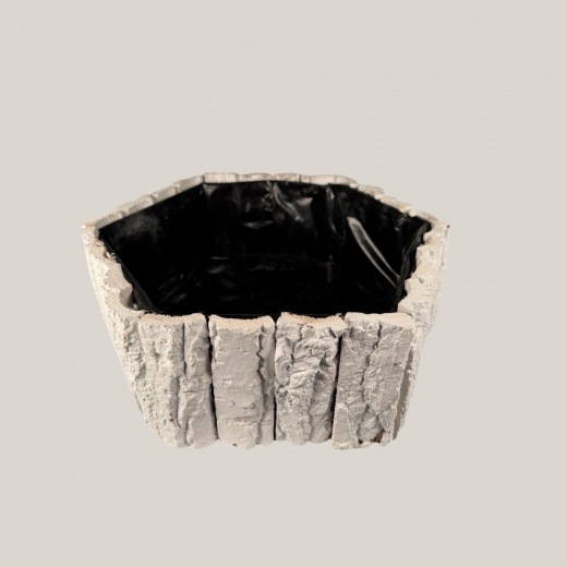 Sechseckige Pflanzschale Weiß mit Folie – in 2 Größen