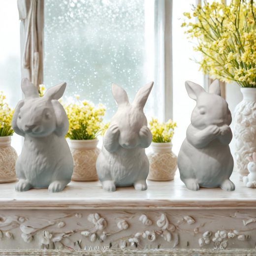 Osterhasen aus Gips – 3 Varianten, 10–11 cm