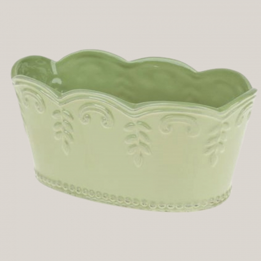 Keramik Jardiniere Grün 23,5 cm – Frühlingsdeko Pflanzgefäß