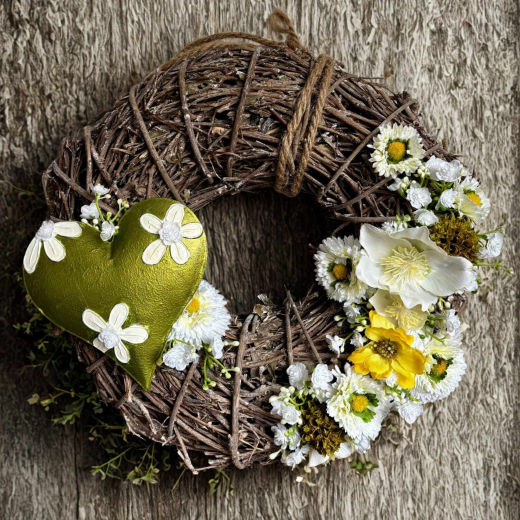Naturkranz aus Weide 30 cm mit Metallherz