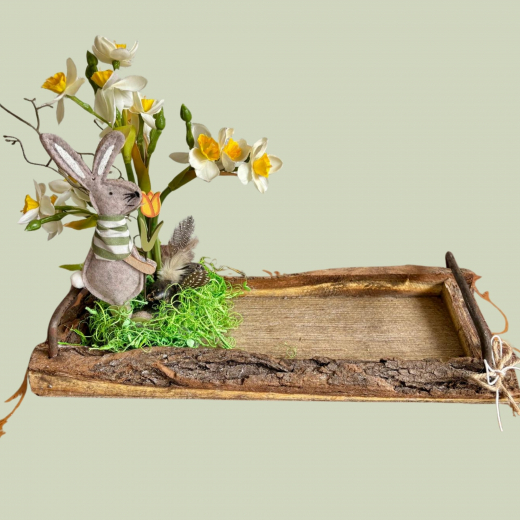 Holztablett Osterdeko 35x15 cm – Tischdeko Ostern