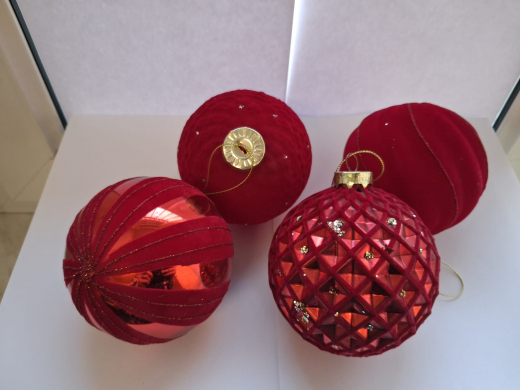 Elegante rote Kugeln 10 cm Weihnachten – Samt & Deko-Set