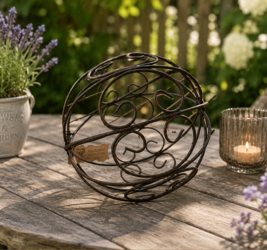 Metallkugel Rostoptik 14,5 cm – Gartendeko Ornament