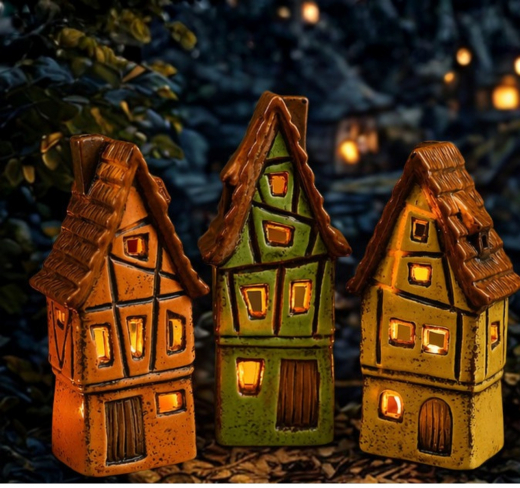 Fachwerkhaus Teelichthalter Keramik 17,6 cm