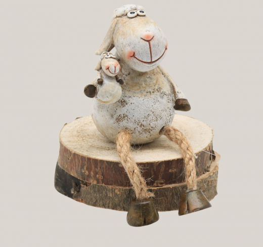 Schaf Deko Mama mit Baby Polyresin 12,5 cm