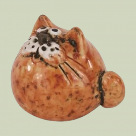 Keramik Katze Orange Belly | Handgefertigte Dekofigur