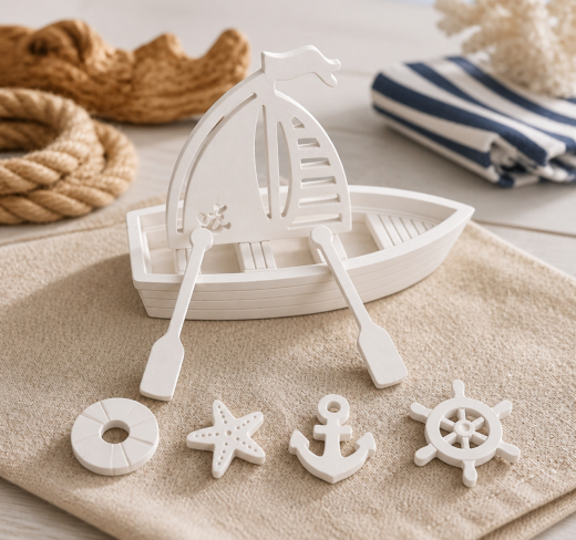 Deko Segelboot aus Gips 19 x 14 cm – Maritime Handarbeit