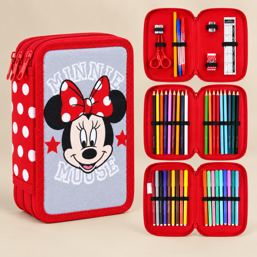 Federmappe Mini Mouse – rot-weiß, komplett & top!!