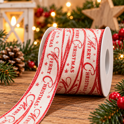 Weihnachtliches Geschenkband Rot – 10 mm x 3 m
