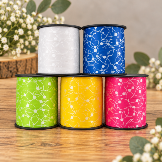 Geschenkband Kunststoff 10mm x 10m – 5 Farben Mix