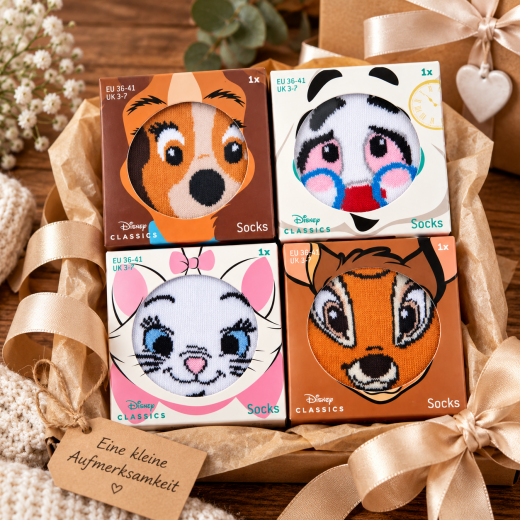 Bedruckte Socken mit Tiermotiven in Geschenkbox