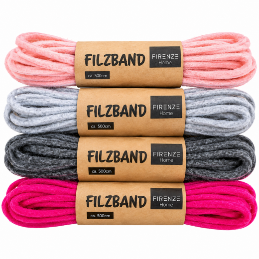 Filzband 5 m, 4 Farben zum Basteln und Dekorieren