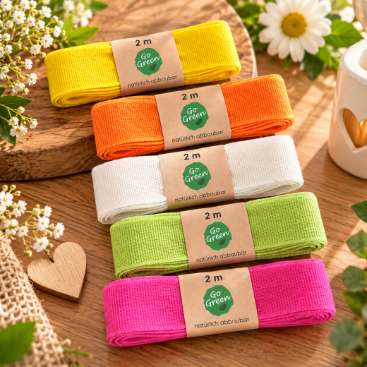 Stoffband 2,5 cm x 2 m in 5 Farben für Bastelideen