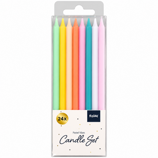 Pastell Kerzen mehrfarbig 10 cm – 24 Stück als Set