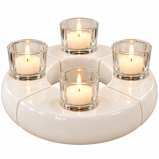 Tiziano Adventskranz Swing 4-teilig – Creme – Ø 31 cm